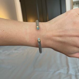 David Yurman Cable Classics Bracelet, Blue Topaz and 14K Yellow Gold